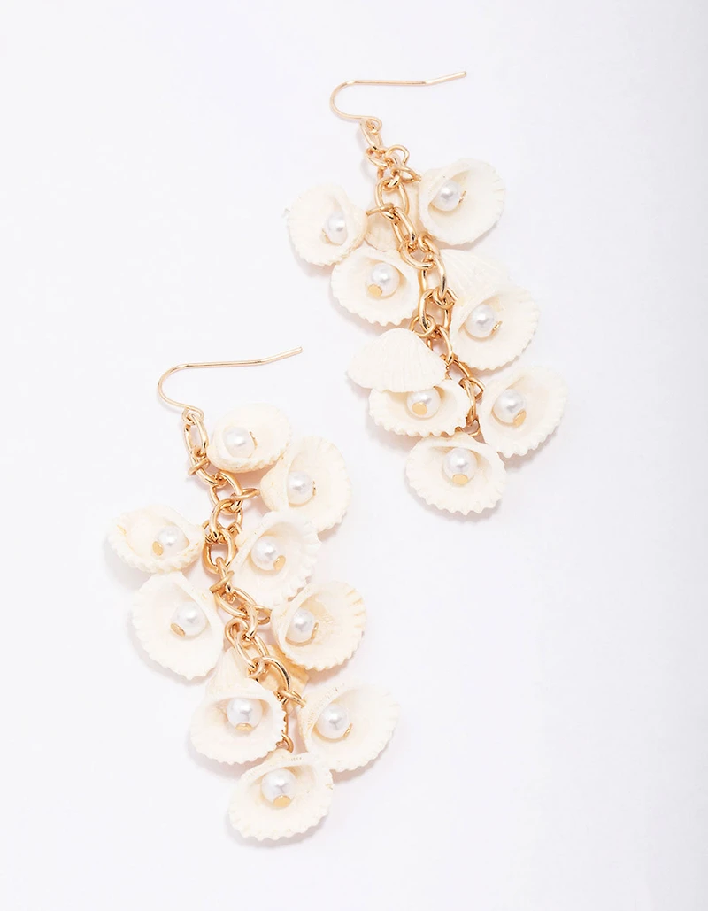 Gold Genuine Shell Drop Earrings