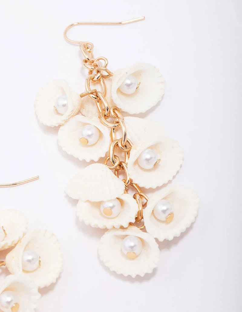 Gold Genuine Shell Drop Earrings