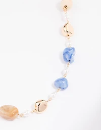 Gold Mixed Bead Long Necklace