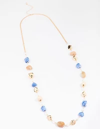 Gold Mixed Bead Long Necklace