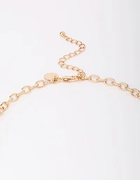 Gold Beaded Shell Cluster Necklace