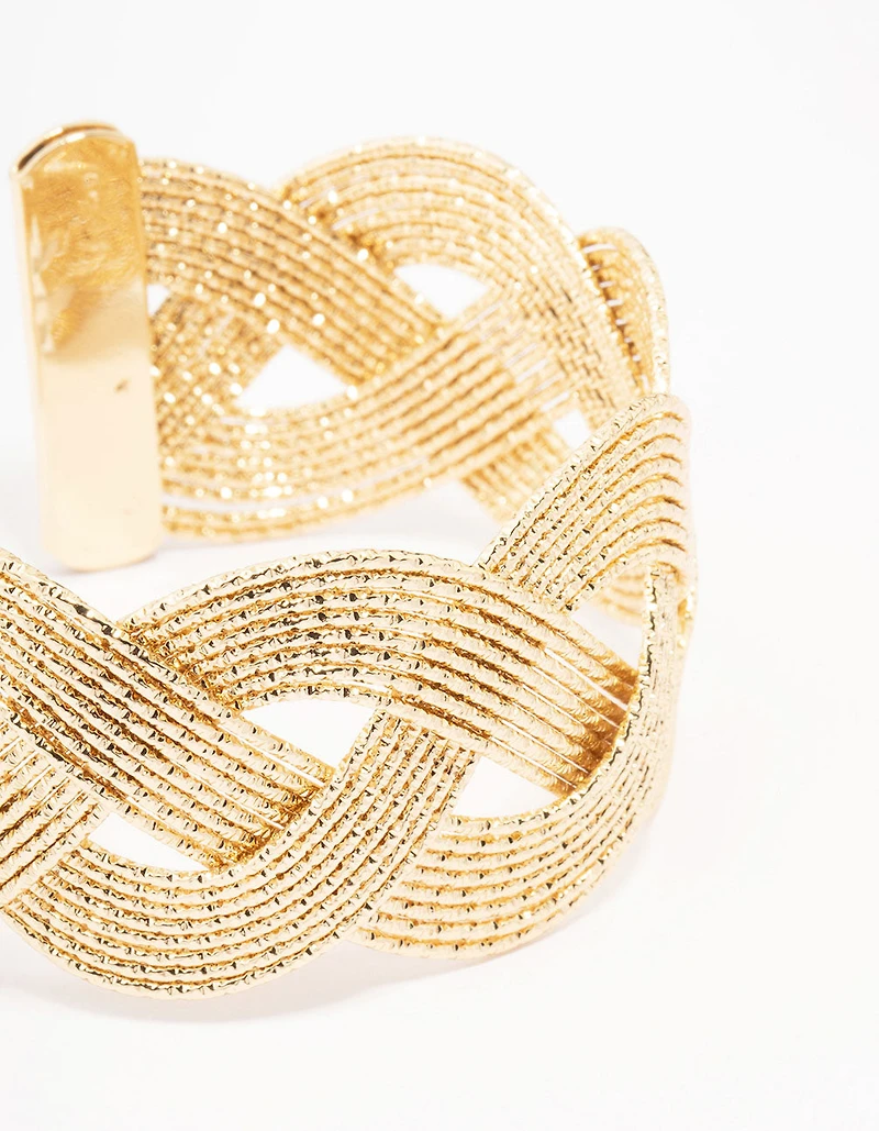 Gold Textured Woven Wrist Cuff