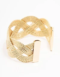 Gold Textured Woven Wrist Cuff
