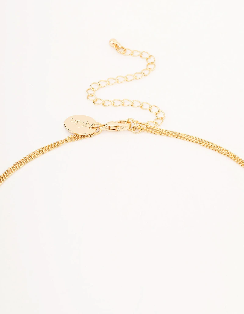 Gold Double Row Long Bar Necklace
