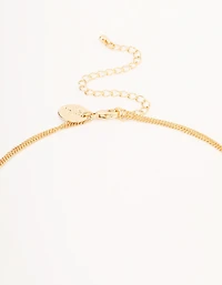 Gold Double Row Long Bar Necklace