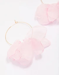 Pink Fabric Petal Hoop Earrings