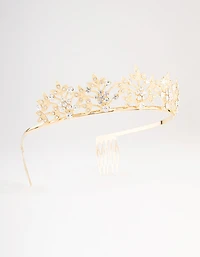 Couronne de fleurs en feuilles de diamants dorées