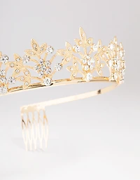 Couronne de fleurs en feuilles de diamants dorées