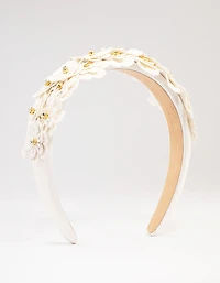 Gold Crystal Layered Faux Leather Headband