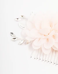 Silver Flower Crystal Leaf Hair Comb