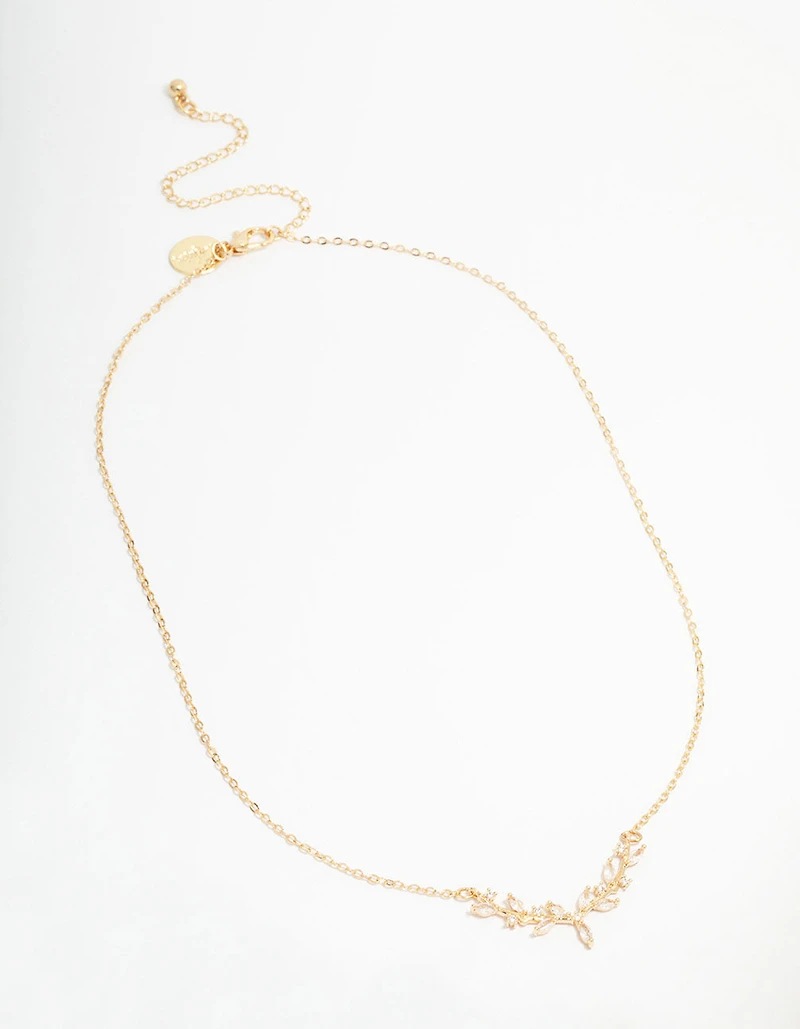 Gold Cubic Zirconia Vine Necklace