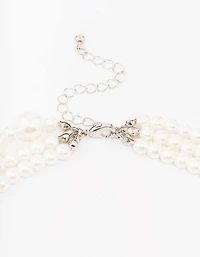 Pearl Beaded Layered Necklace & Stud Earring Set