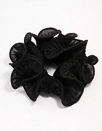 Scrunchie en tissu noir froissé