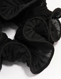 Scrunchie en tissu noir froissé