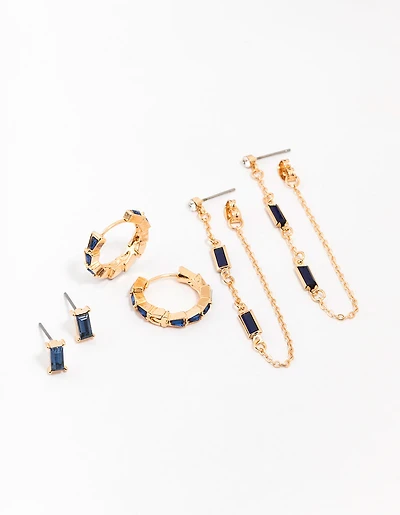 Pack de 3 boucles d’oreilles Gold Navy Mix