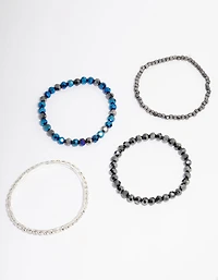 Beaded Navy Stretch Bracelet 4-Pack