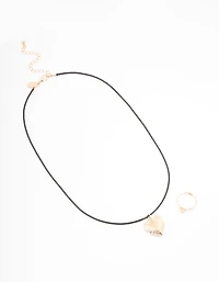 Gold Heart Pendant Necklace & Ring Set