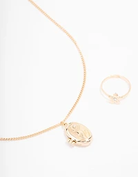 Coffret de bijoux à motifs floraux en or
