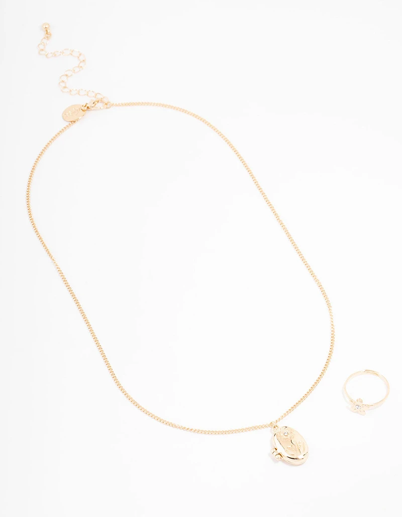 Coffret de bijoux à motifs floraux en or