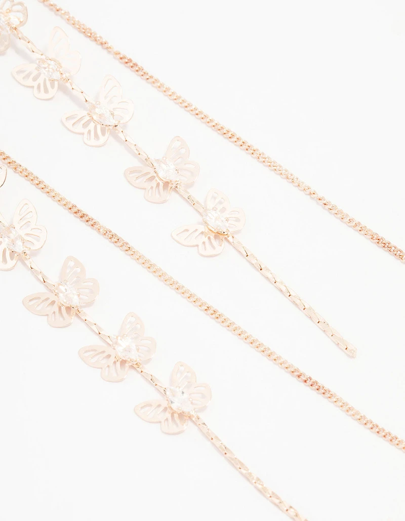 Boucles d’oreilles cubiques en zircone papillon rose or
