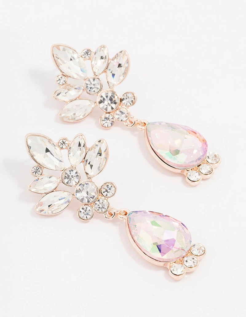 Boucles d’oreilles en fleur de poire en or rose