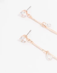 Rose Gold Cubic Zirconia Drop Earrings
