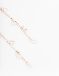 Rose Gold Cubic Zirconia Drop Earrings