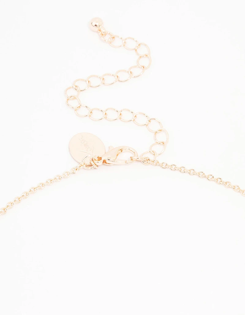 Rose Gold Bling Puffy Heart Necklace