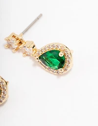 Gold Cubic Zirconia Petite Pear Drop Earrings