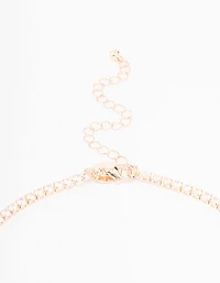 Rose Gold Cubic Zirconia Fine Baguette Lariat Necklace