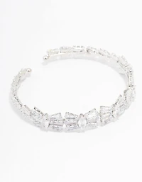 Silver Cubic Zirconia Bow Wrist Cuff