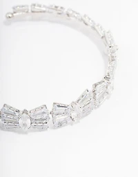 Silver Cubic Zirconia Bow Wrist Cuff