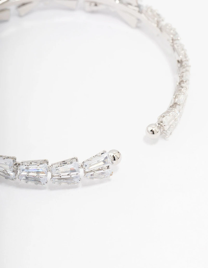 Silver Cubic Zirconia Bow Wrist Cuff