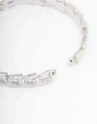 Silver Cubic Zirconia Bow Wrist Cuff
