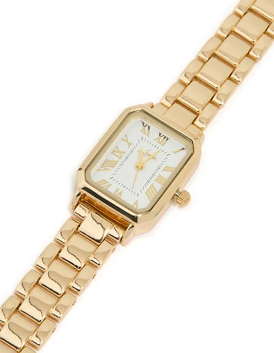 Gold Rectangle Roman Numeral Watch