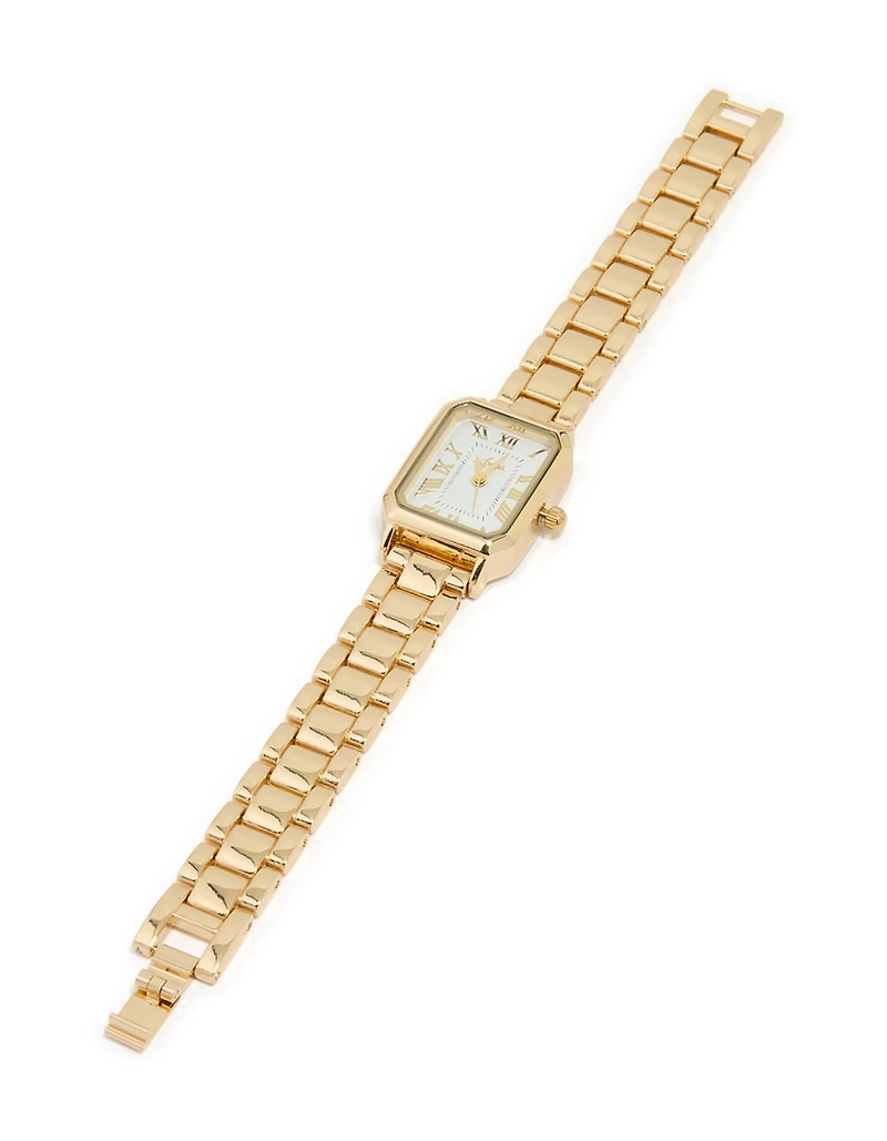 Gold Rectangle Roman Numeral Watch