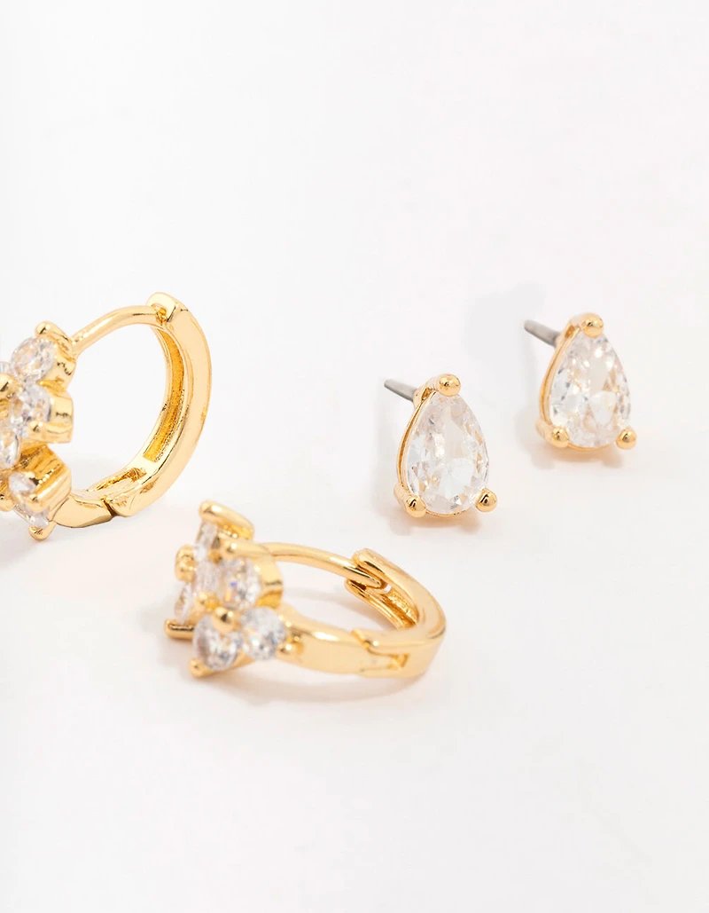 Gold Plated Brass North Star Earring 3-Pack