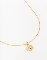 Collier pendentif rond en laiton organique plaqué or