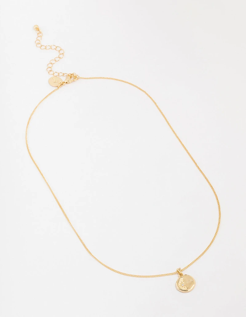 Collier pendentif rond en laiton organique plaqué or