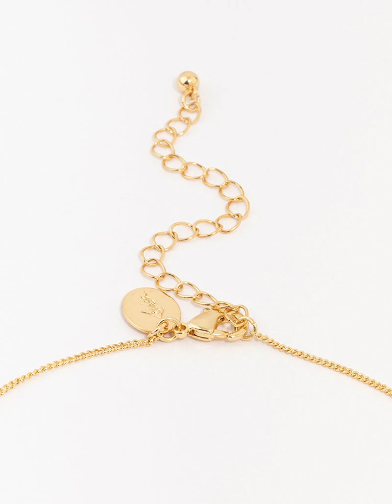 Collier pendentif rond en laiton organique plaqué or