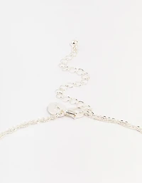 Silver Plated Brass  Cubic Zirconia Cross Coin Layered Necklace