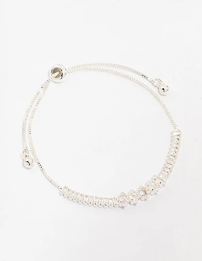 Silver Plated Brass  Tennis Marquise Baguette Bracelet