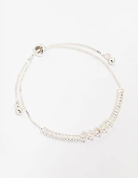 Silver Plated Brass  Tennis Marquise Baguette Bracelet