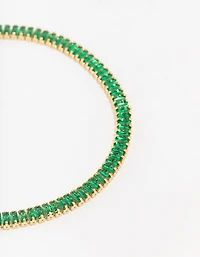 Gold Plated Brass Crystal Baguette Tennis Bracelet