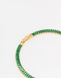 Gold Plated Brass Crystal Baguette Tennis Bracelet