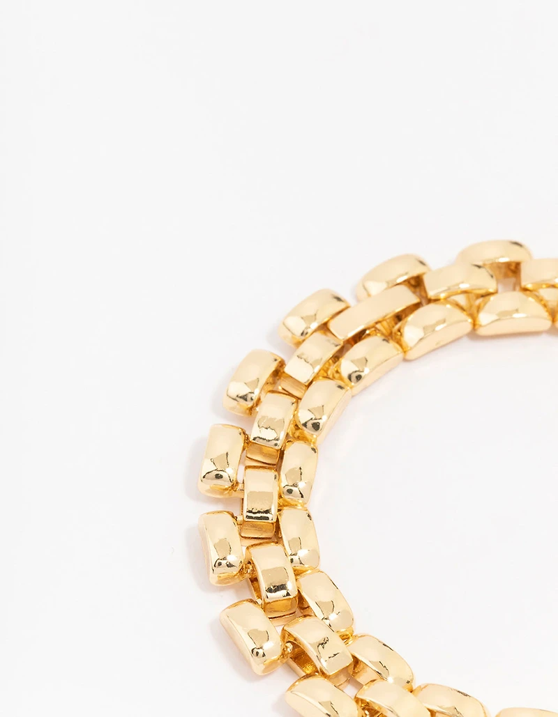 Bracelet en chaîne pavé en laiton plaqué or