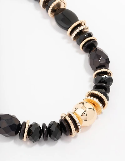 Collier noir perlé