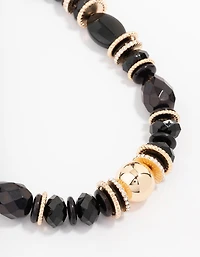 Collier noir perlé