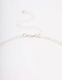 Silver Cubic Zirconia Lariat Necklace & Earring Set