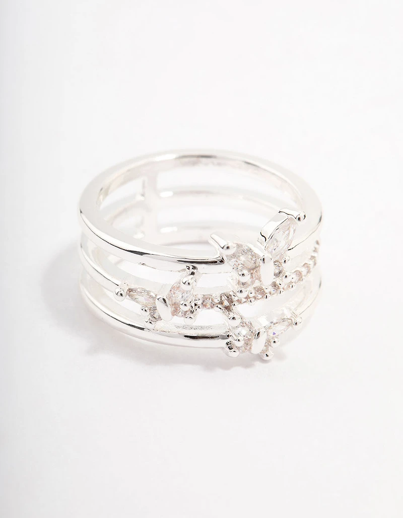 Silver Plated Butterfly Band Ring